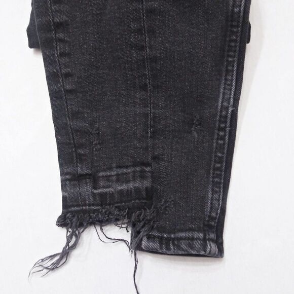 ZARA Woman Distressed Raw Step Hem Jeans Front Seam Stretch Black / Gray Sz 6 - Picture 9 of 10